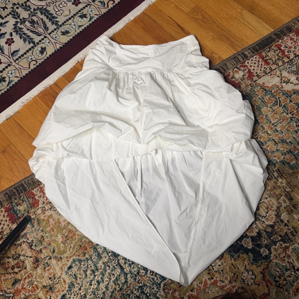 White high low bubble midi skirt